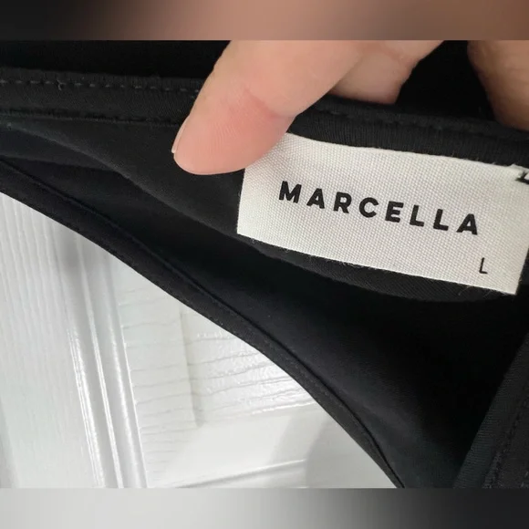 NWT Marcella Elegant Black One-Shoulder Maxi Dress Sz L Cocktail Evening Party - Picture 4 of 14